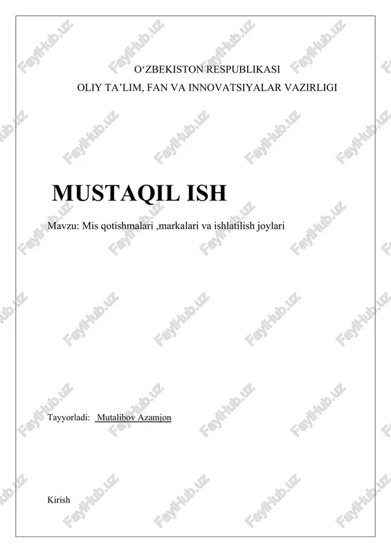 alyuminiy qotishmalari — DOCX