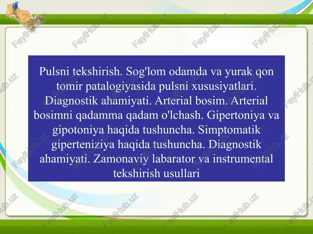 pulsni tekshirish — PPTX