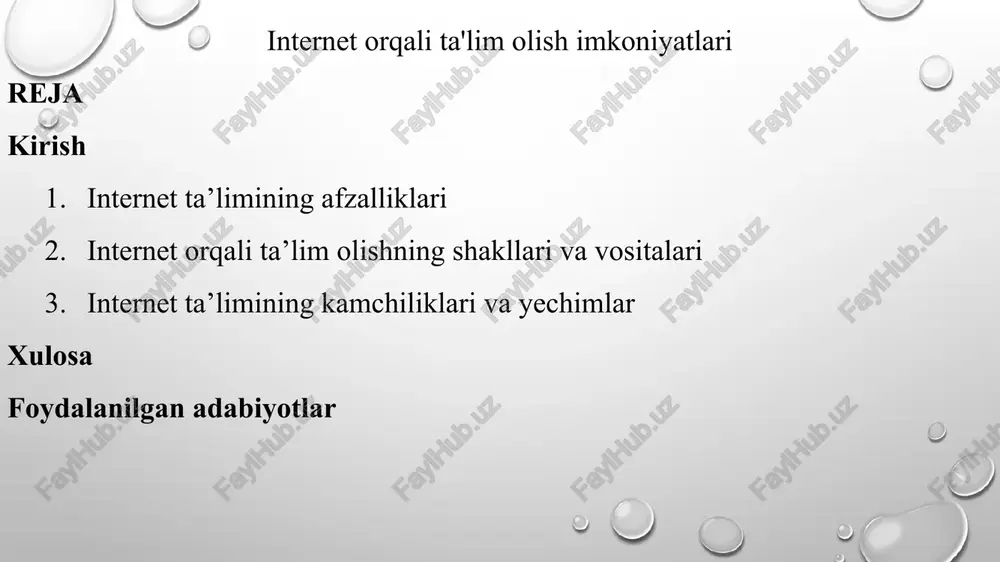 internet orqali ta'lim olish imkoniyatlari — PPT