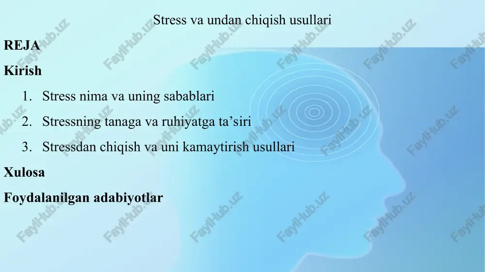stress va undan chiqish usullari — PPT