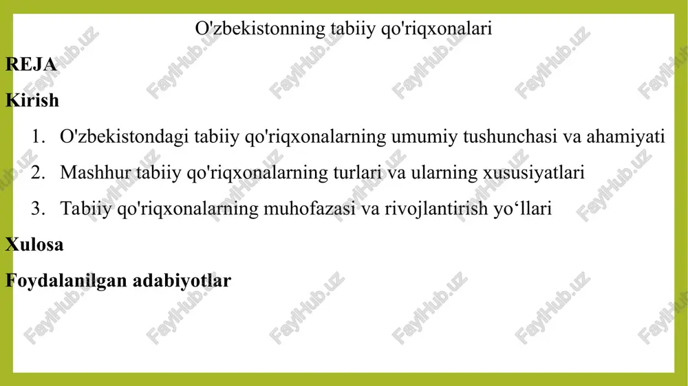 o'zbekistonning tabiiy qo'riqxonalari — PPT