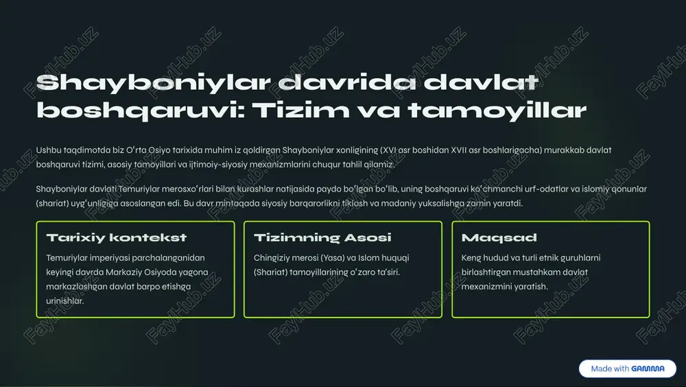 shayboniylar davlati tahlili — PDF