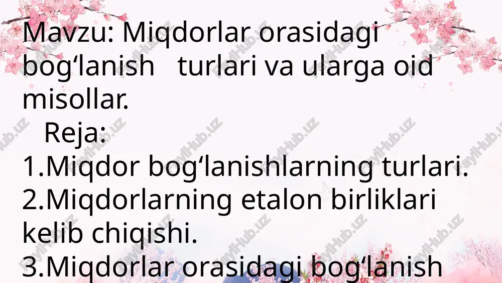 miqdorlar orasida bog'lanish turlari va ularga oid misollar — PPTX