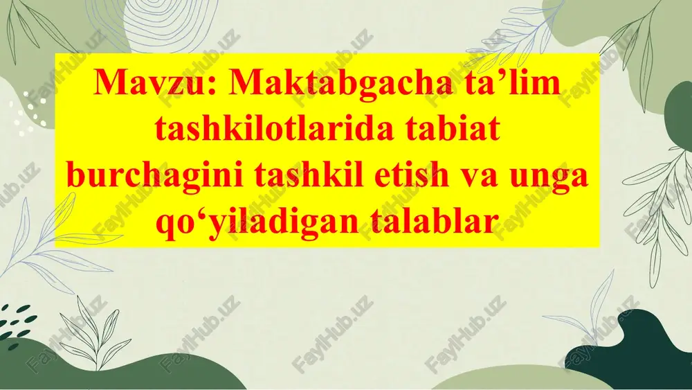 databiat burchagi ta'lim tashkilotlari — PPTX