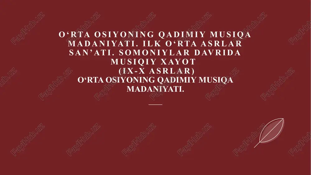 o‘rta osiyoning qadimiy musiqa madaniyati — PPTX