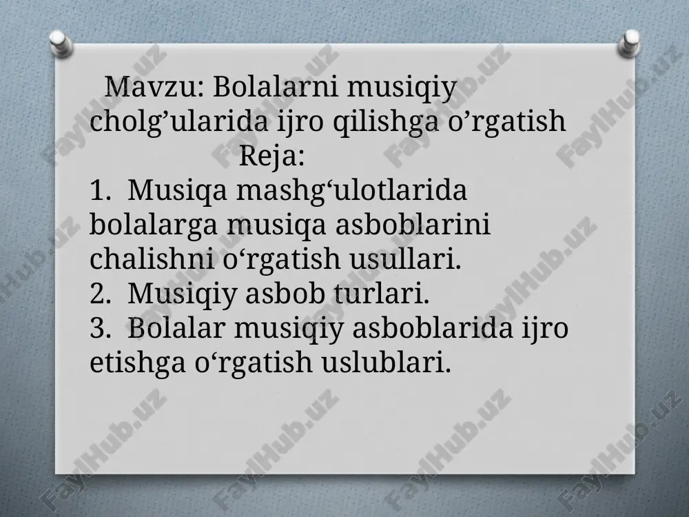 musiqa ta'limi va tarbiyasi — PPTX