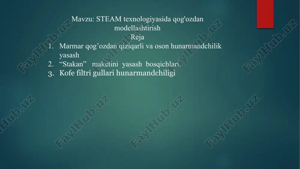 steam texnologiyasida qog'ozdan modellashtirish — PPTX