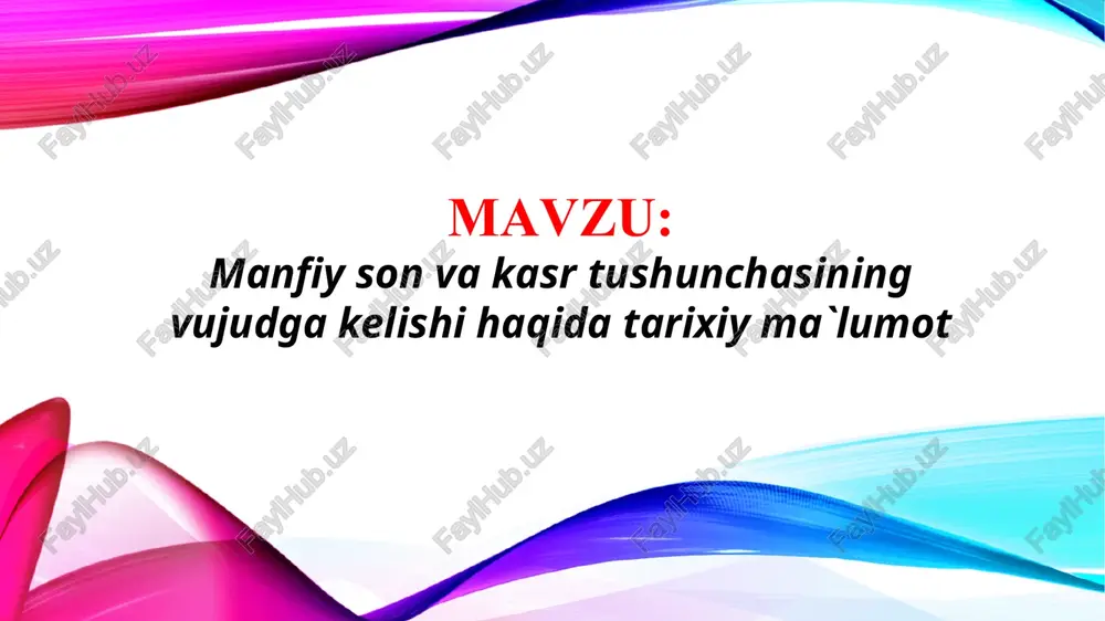 manfiy sonlar tarixi — PPTX