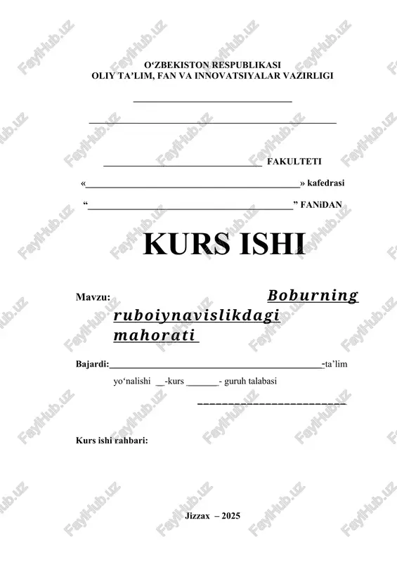 boburning ruboiynavislikdagi mahorati — DOCX
