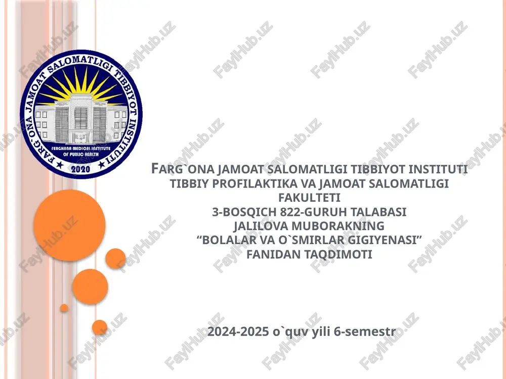 bolalar va o`yinchoqlar gigiyenasi — PPTX