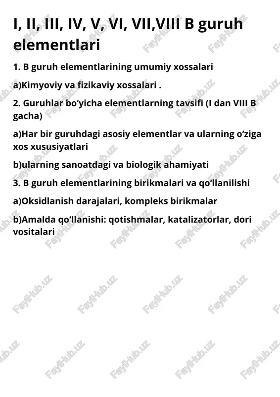 ii b guruhcha elementlari (zn, cd, hg) — PDF