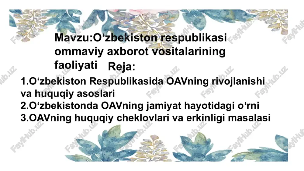 ommaviy axborot vositalari — PPTX