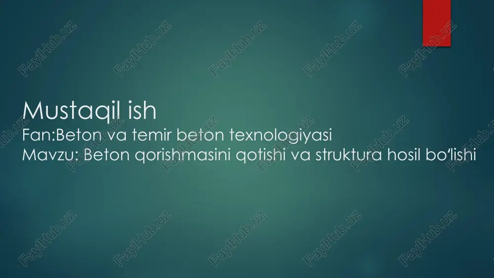 beton va temir beton texnologiyasi — PPTX