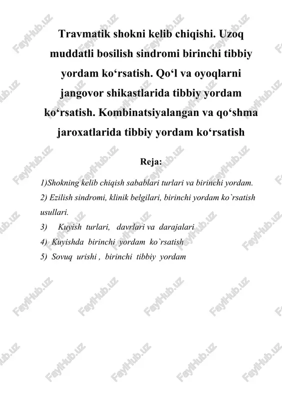 travmatik shokni kelib chiqishi — DOC