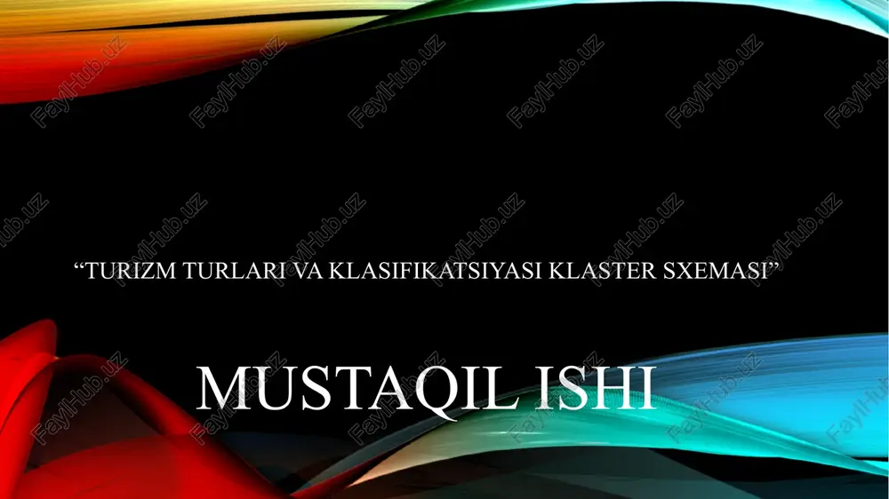 turizm turlari va klasifikatsiyasi klaster sxemasi — PPTX