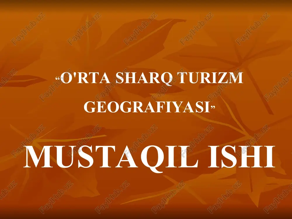o'rta sharq turizm geografiyasi — PPT