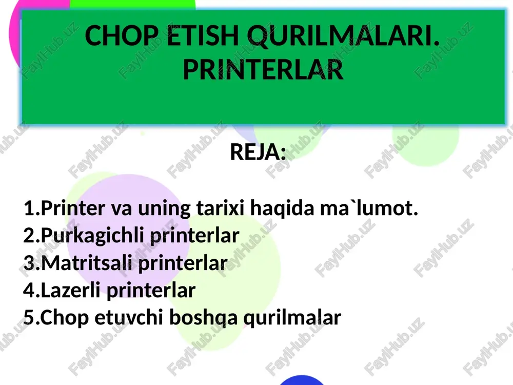 chop etish qurilmalari.printerlar — PPTX