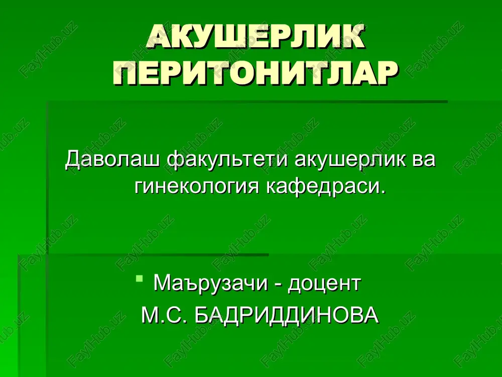 akusherlik peritonitlar — PPT