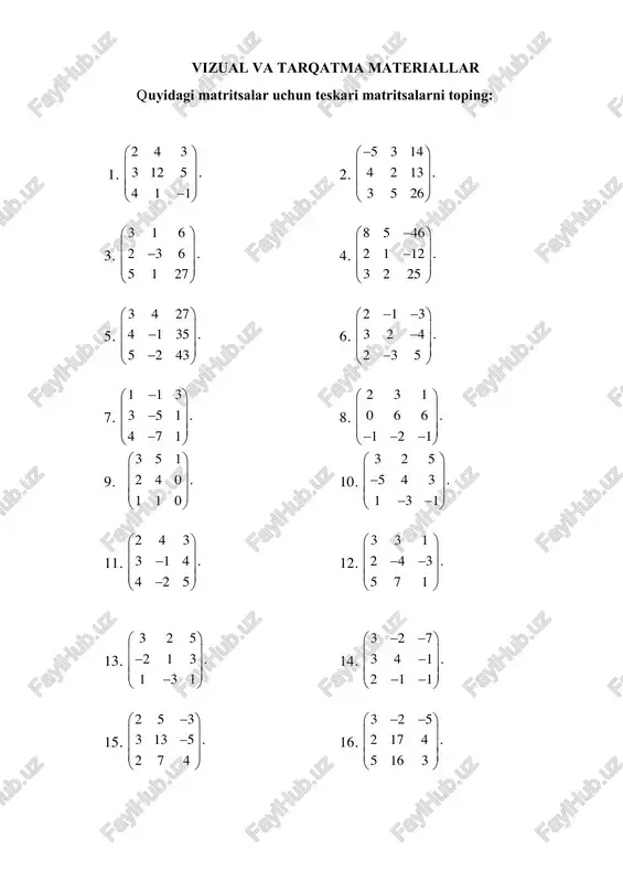 matritsalar ustida amallar — PDF