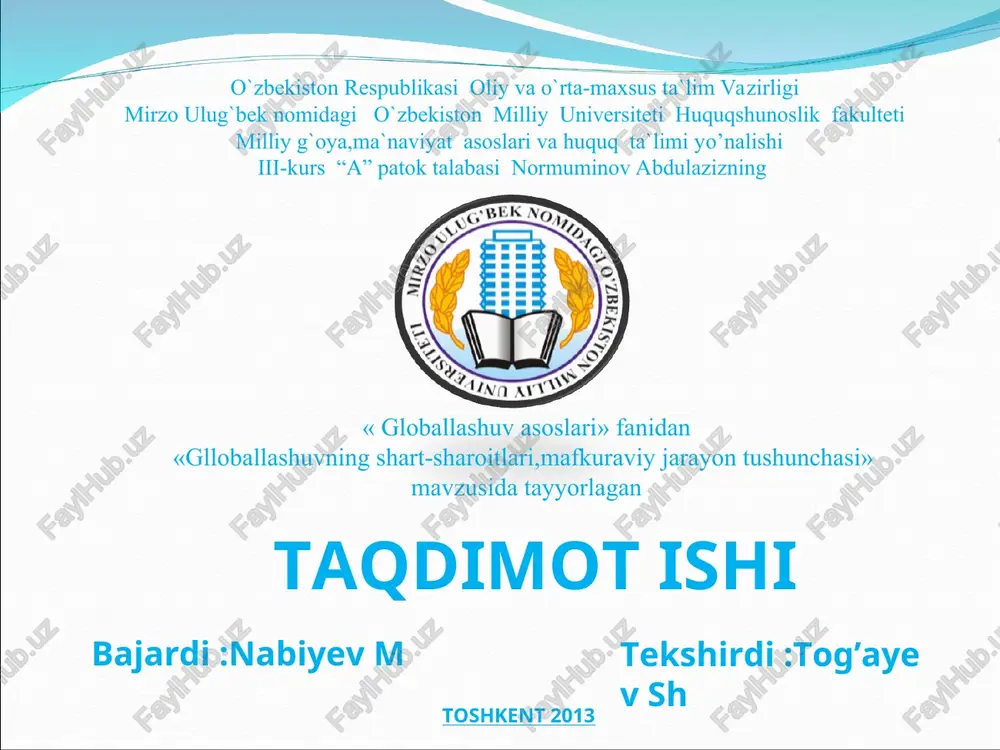 globallashuv asoslari — PPT