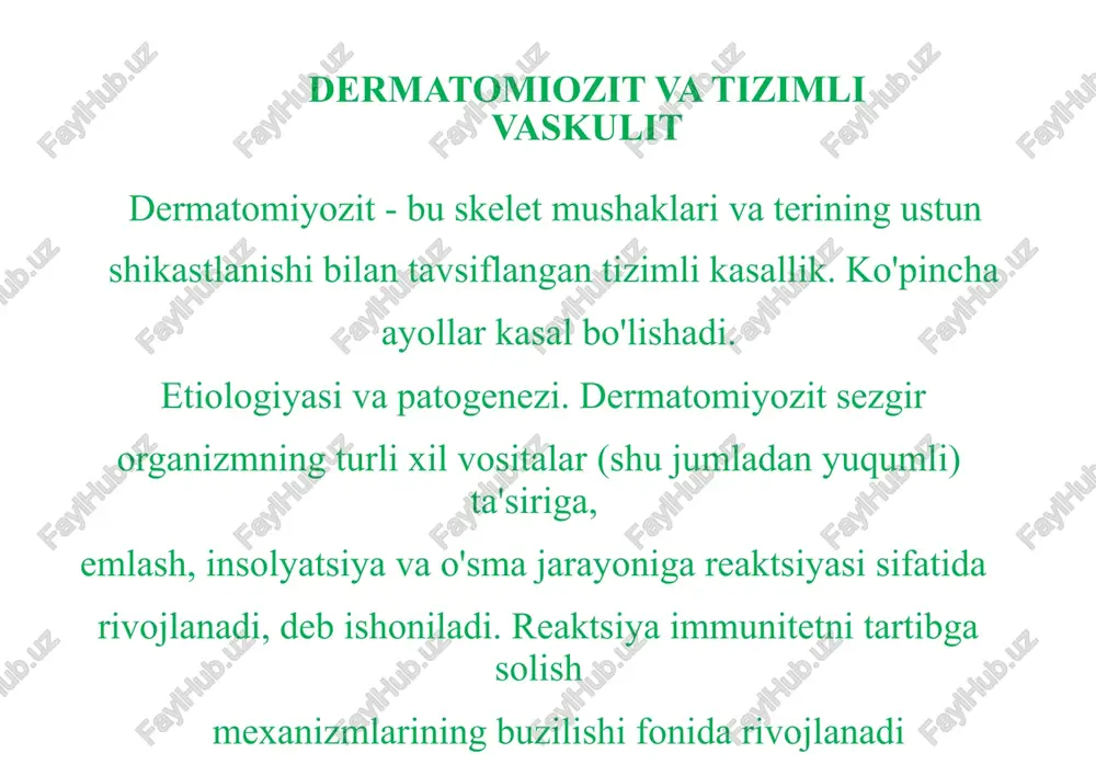 dermatomiozit va tizimli vaskulit — PPTX