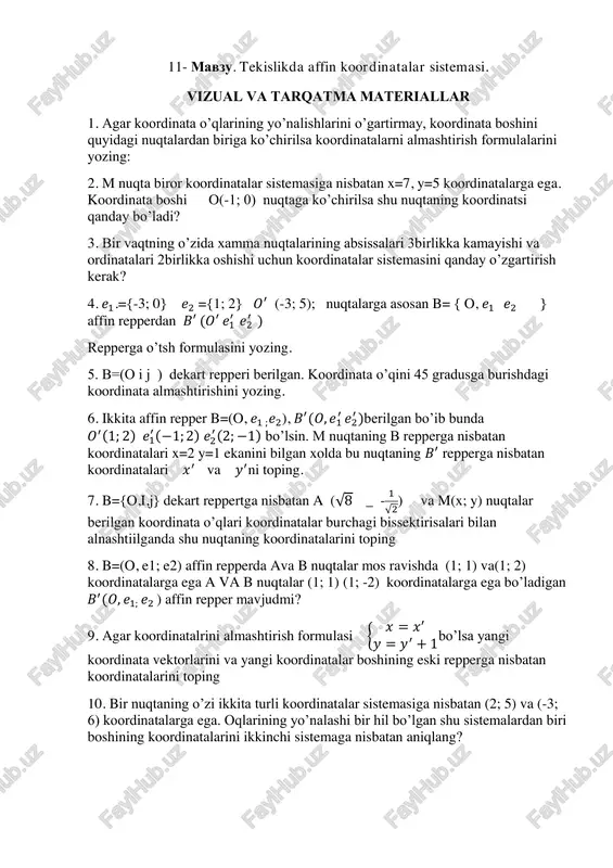 tekislikda affin koordinatalar sistemasi. — PDF
