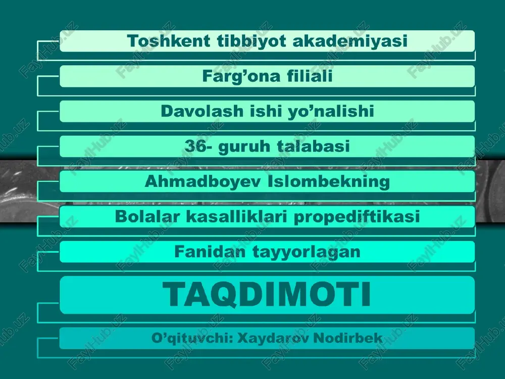 davolash ishi yo’nalishi — PPT