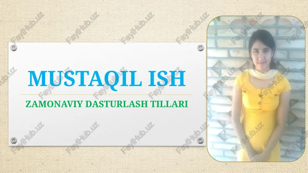 mustaqil ish zamonaviy dasturlash tillari — PPTX