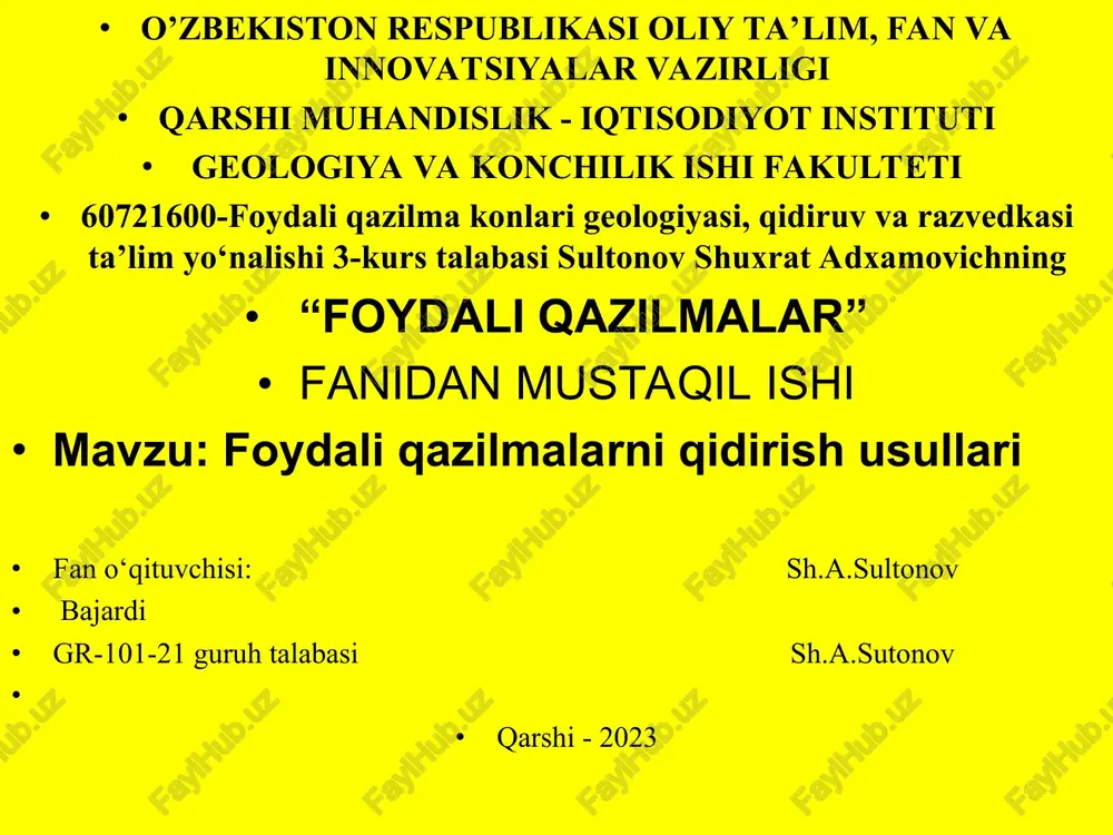 foydali qazilmalar — PPT