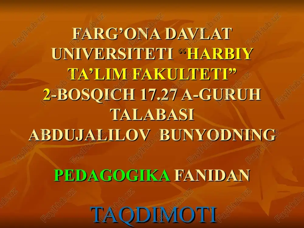 iogani genrix pestalotssining pedagogik g'oyalari — PPT
