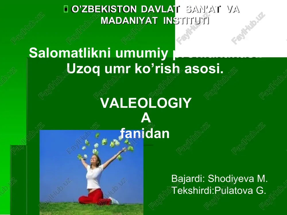 salomatlikni umumiy profilaktikasi — PPTX