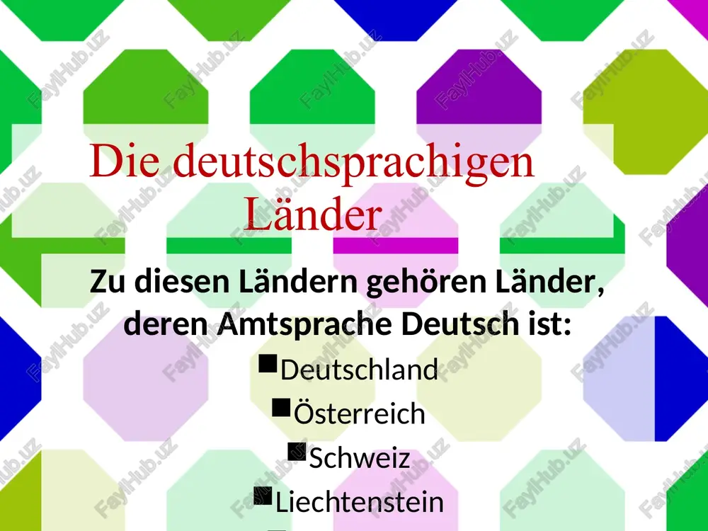 die deutschsprachigen länder — PPTX