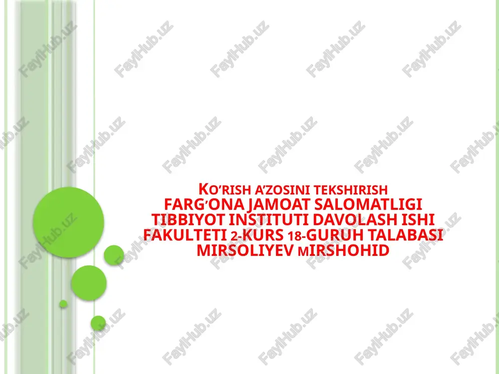 oftalmaskoplar, kompyuterli perimetriya — PPTX