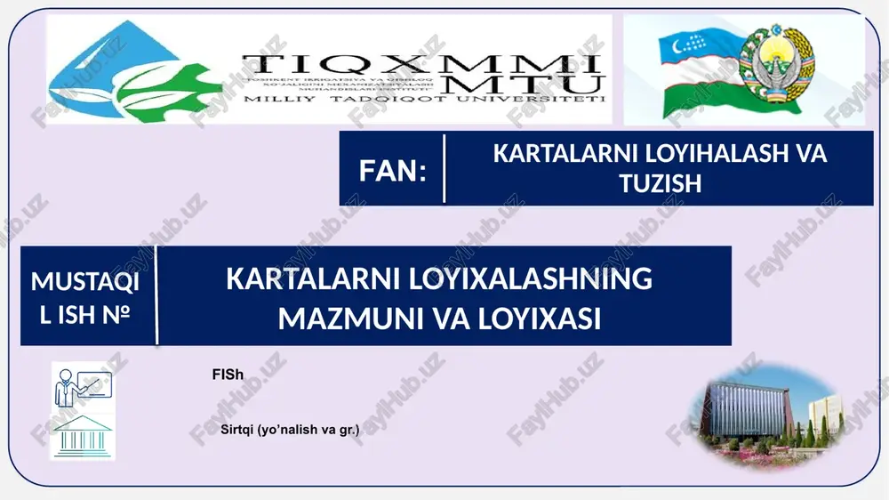 kartalarni loyihalash va tuzish — PPTX