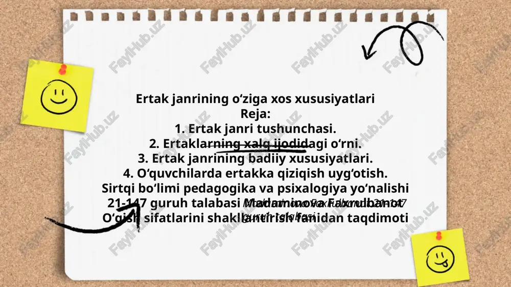 ertak janrining o‘ziga xos xususiyatlari — PPTX
