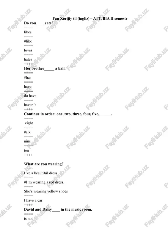 fan xorijiy til (ingliz) – att, bia ii semestr — DOCX