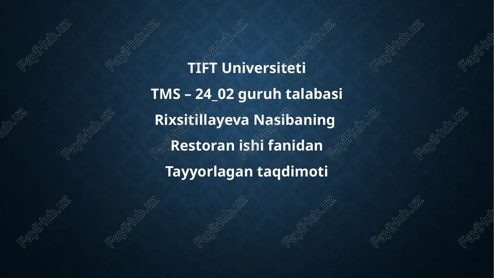 restoran taomlari tuzish — PPTX
