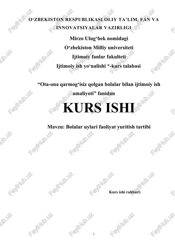bolalar uylari faoliyat yuritish tartibi — DOCX