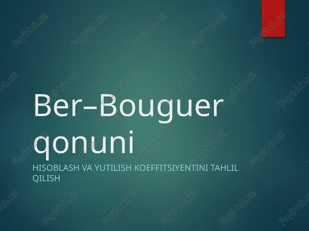 ber–bouguer qonuni — PPTX