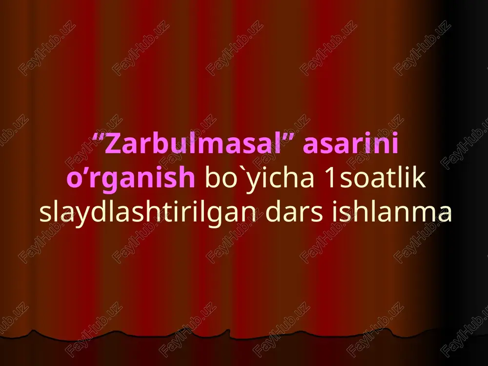 zarbulmasal asarini o'rganish — PPTX