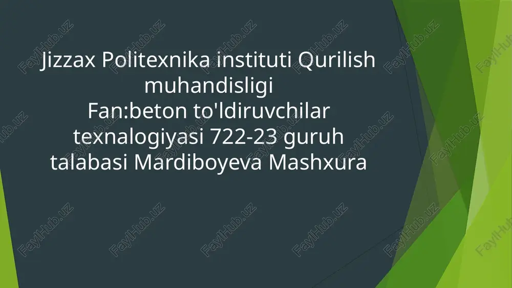 magnezial bog‘lovchilar ishlab chiqarish texnologiyasi — PPTX