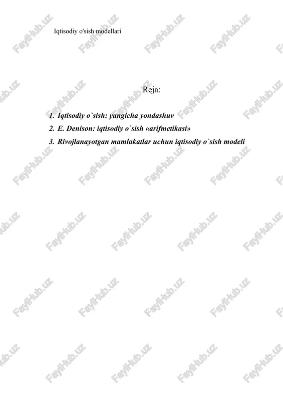 iqtisodiy o'sish modellari — DOC