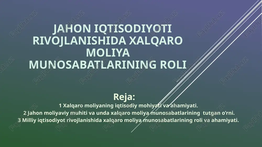 xalqaromoliyaning iqtisodiy mohiyati vaahamiyati — PPTX