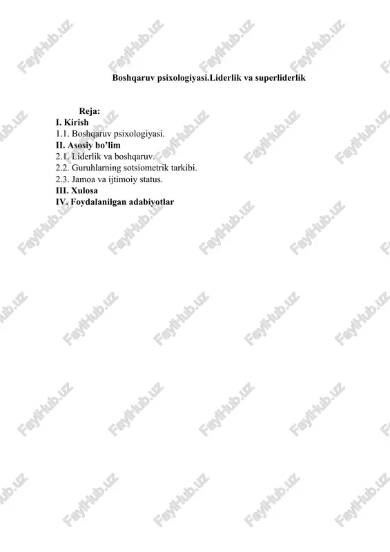 boshqaruv psixologiyasi.liderlik va superliderlik — DOCX