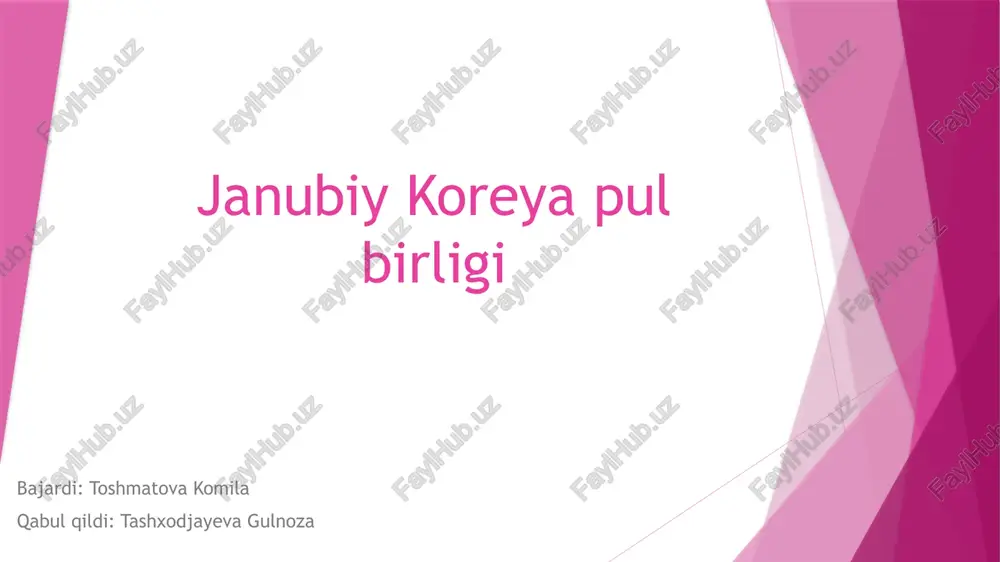 janubiy koreya pul birligi — PPTX