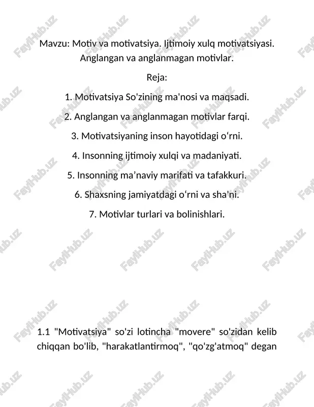 motiv va motivatsiya — DOCX