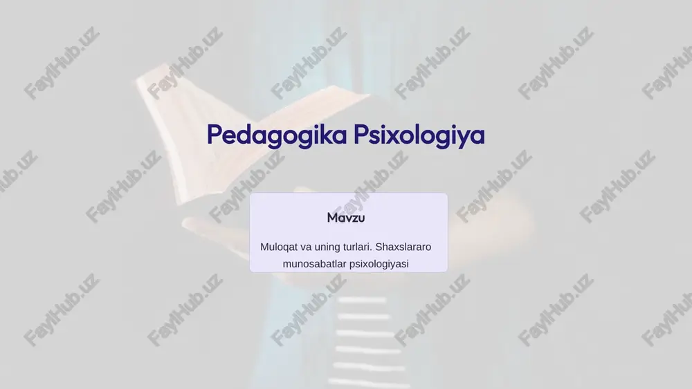 muloqat va uning turlari. shaxslararo munosabatlar psixologiyasi — PPTX