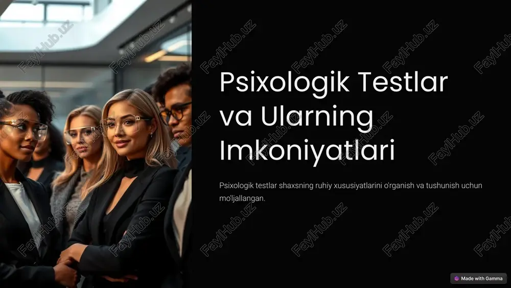 psixologik testlar va ularning imkoniyatlari — PPTX
