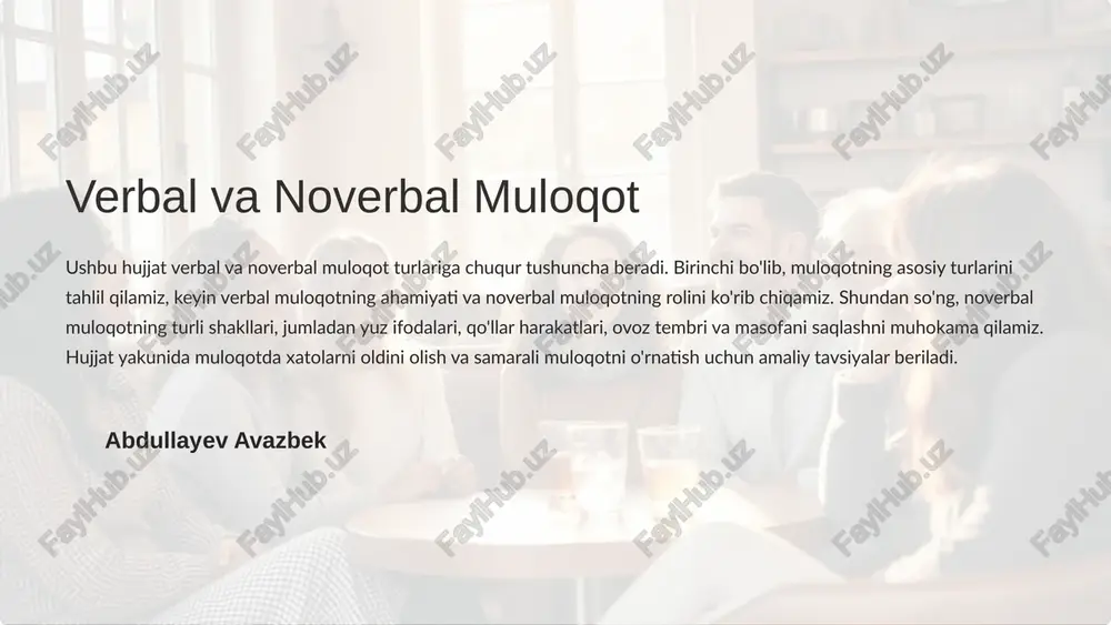 verbal va noverbal muloqot — PPTX