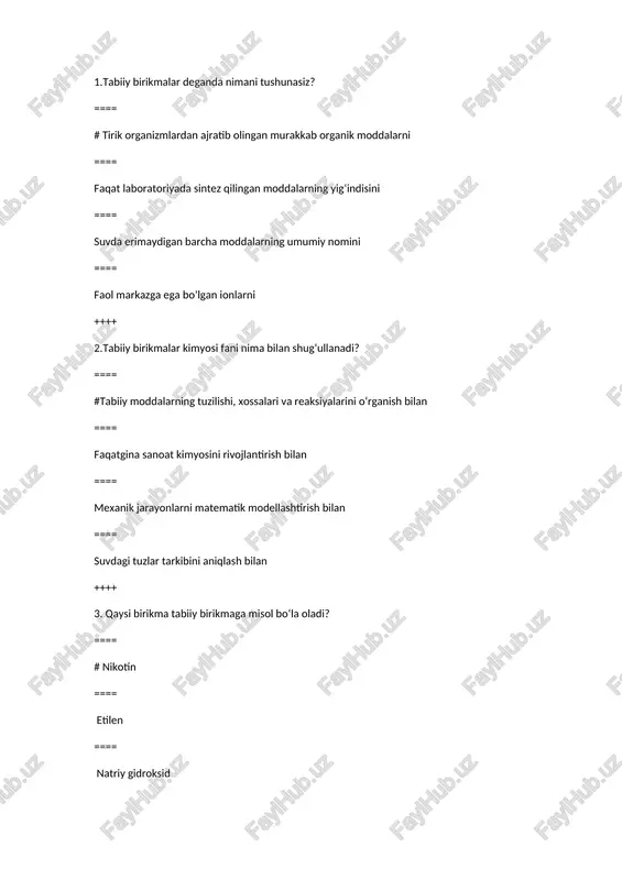 tabiiy birikmalar — DOCX